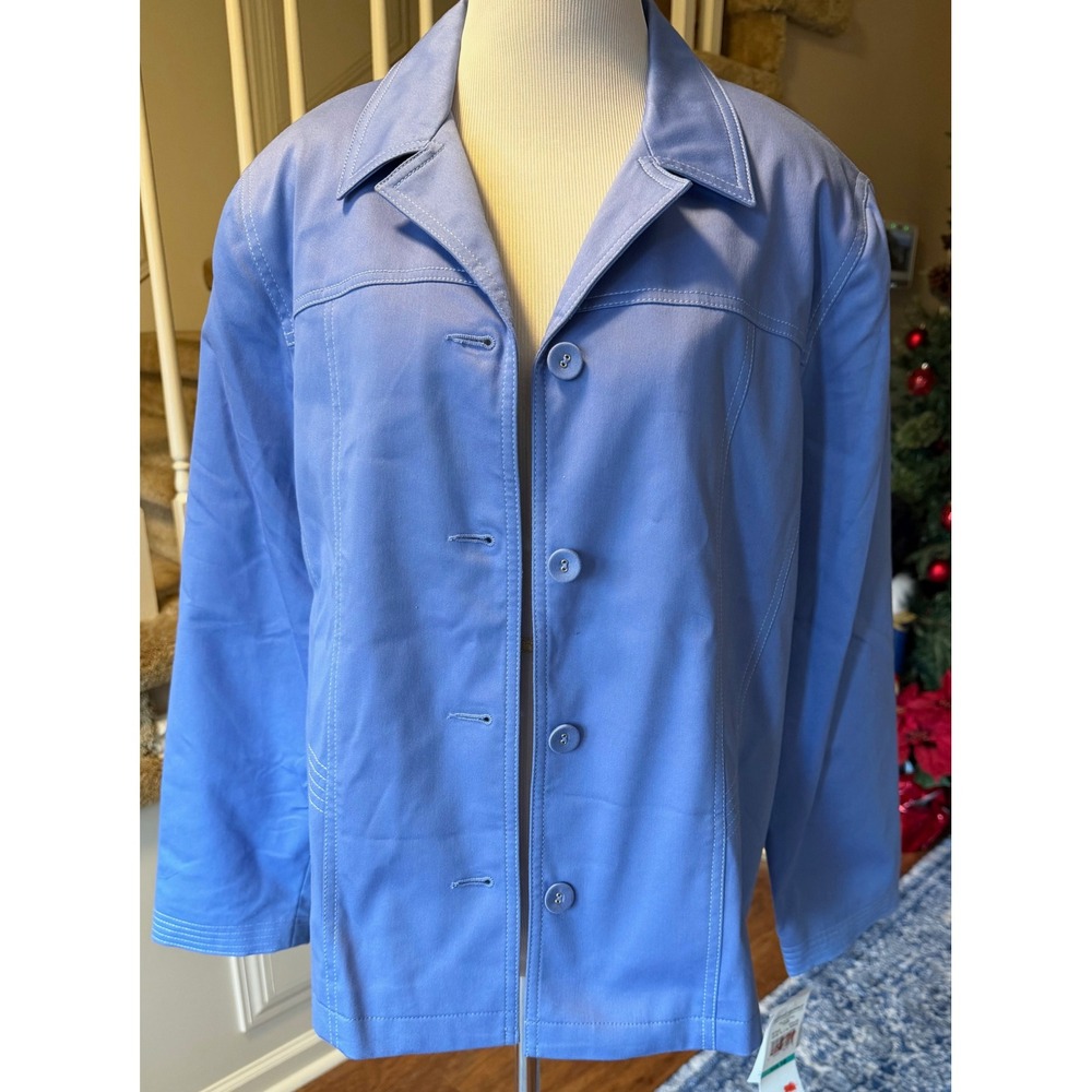 Alfred Dunner Women Lavender Button Front Jacket Size 16 Casual Blazer